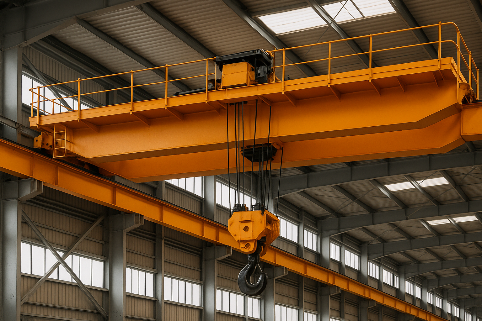 Warehouse shelves stocked with crane parts