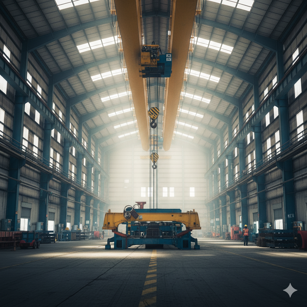 Close-up of a hydraulic crane component