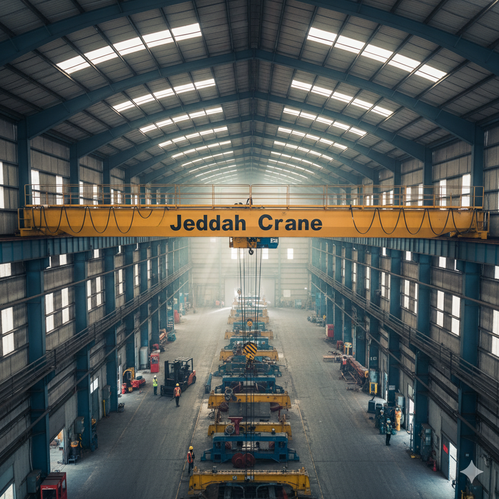 An overhead crane lifting industrial equipment